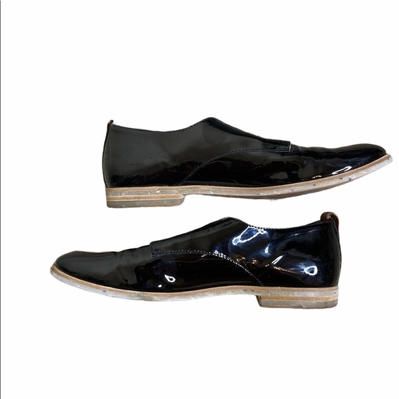 AGL black patent Leather Leombruni Pointy toe lace up Oxfords - Picture 7 of 7